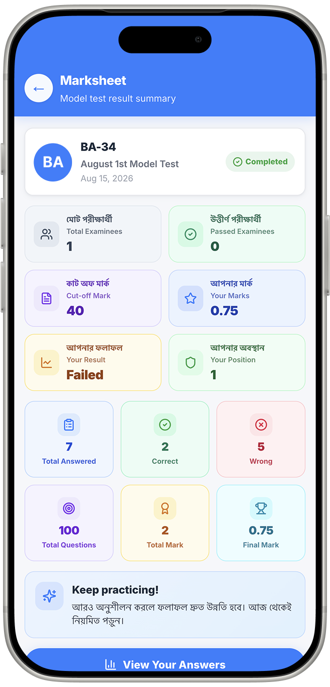 মার্কশিট স্ক্রিন